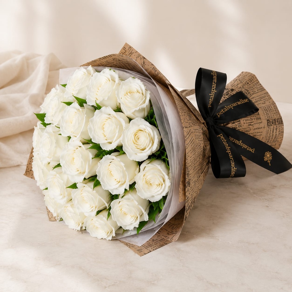 Vintage White Rose Bouquet