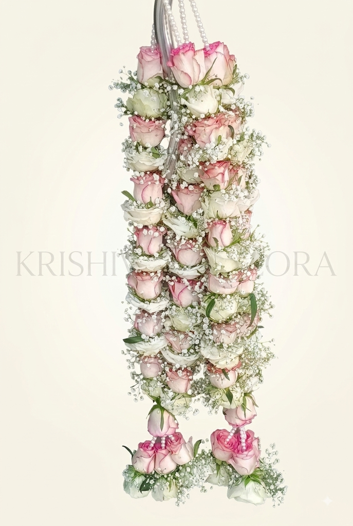 Elegant Pink Dual-Tone Rose Wedding Garland